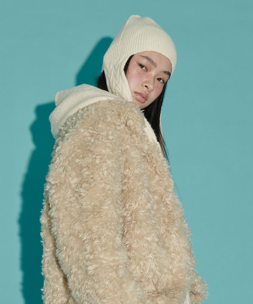 THEPORTA Cable Drop Beanie, Ivory