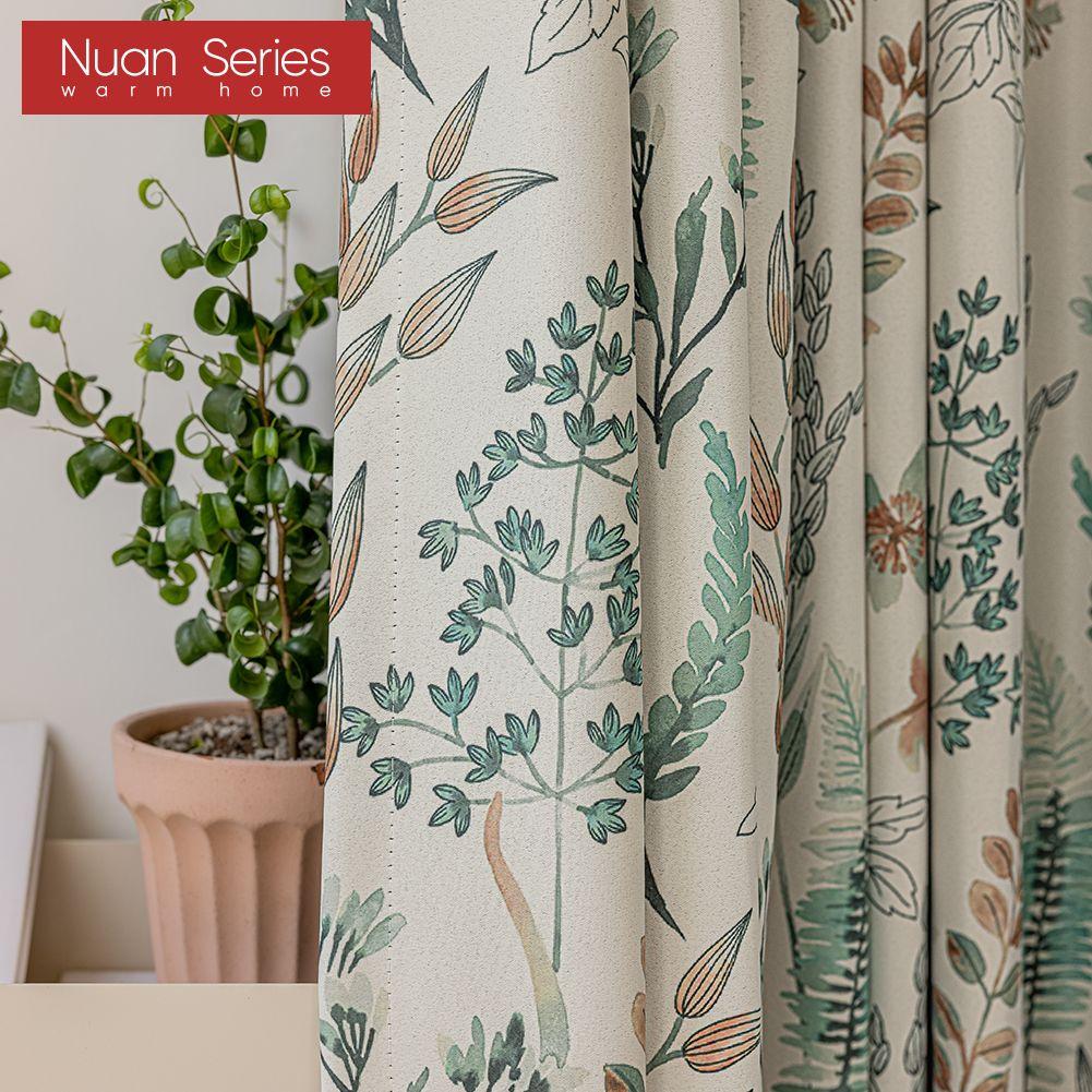 1PC Nuan Series Natural Hand-painted Printed Curtains Nordic Ins Style Blackout Curtains for Bedroom Living Room Balcony Window for Home Decor