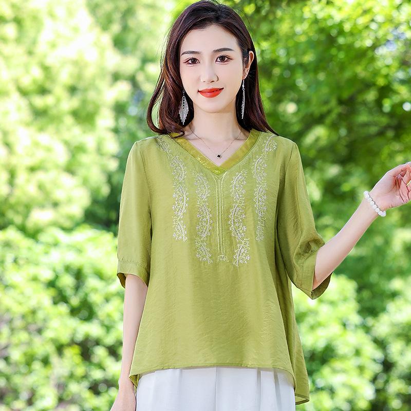 Women's Summer Large Size Loose Lightweight Short Sleeve Casual Office Short Sleeve T Shirt