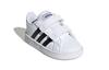 Adidas Neo GRAND COURT Hook and loop Abrasion Resistant Low top Skateboard Shoes White Black Infant And Toddler EF0118