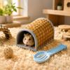 Rattan Hamster Tunnel Hideout Nest With Random Color Cleaning Scoop Breathable Small Pet House For Hamsters Gerbils Rats