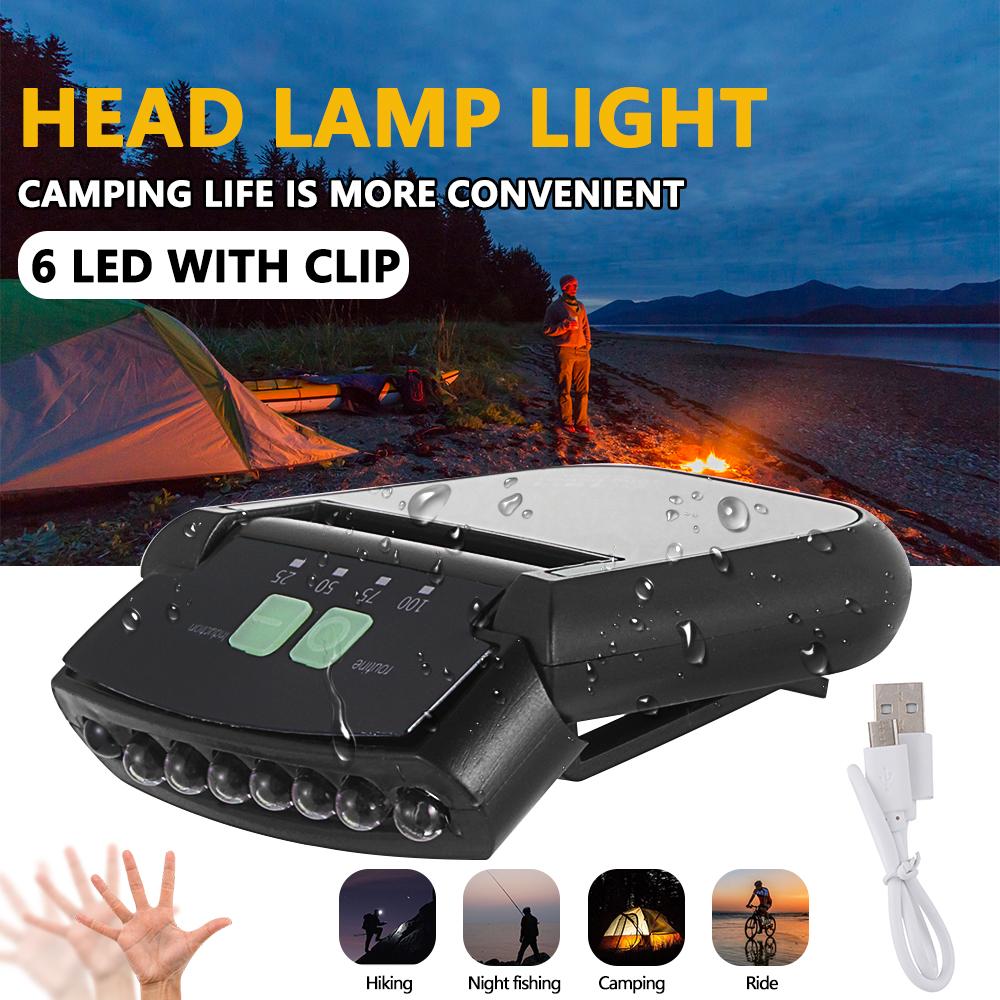 

Hats Light Waterproof IP64 Headlamp Flashlight LED Hat Light Clip On Hat Sensor Power On Off Red