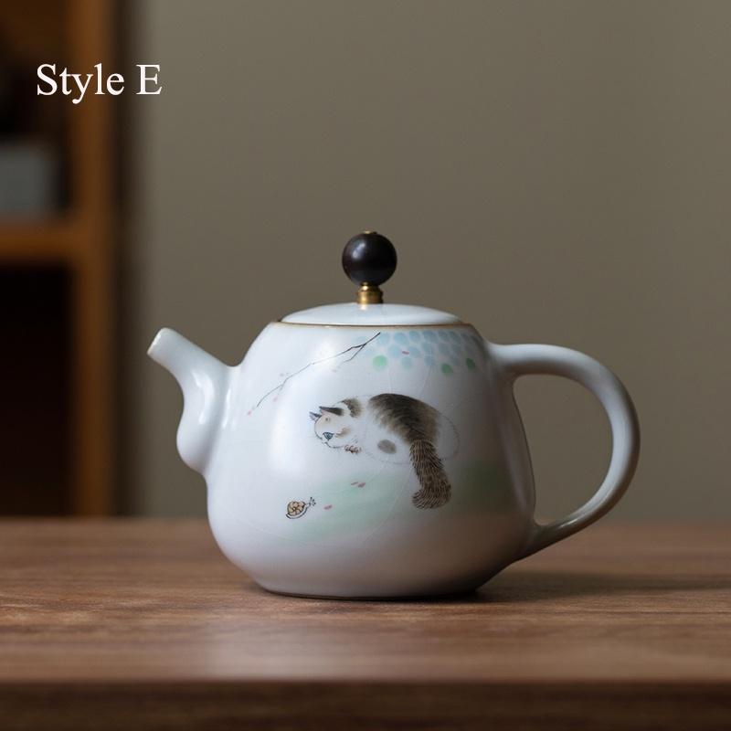 280ml Ru Kiln Teapot Can Be Nurtured and Cracked Ceramic Kung Fu Tea Set