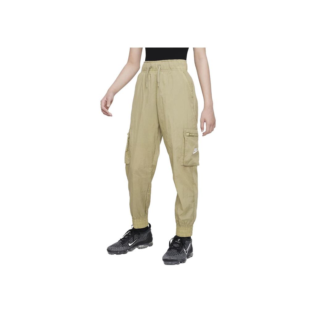 Nike Solid Color Pocket Drawstring Knit Sports Pants Kids bottoms Khaki DD6285-276