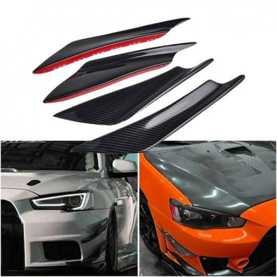 4Pcs Carbon Fiber Car Bumper Canard Fin Splitter Diffuser Valence Spoiler Lip