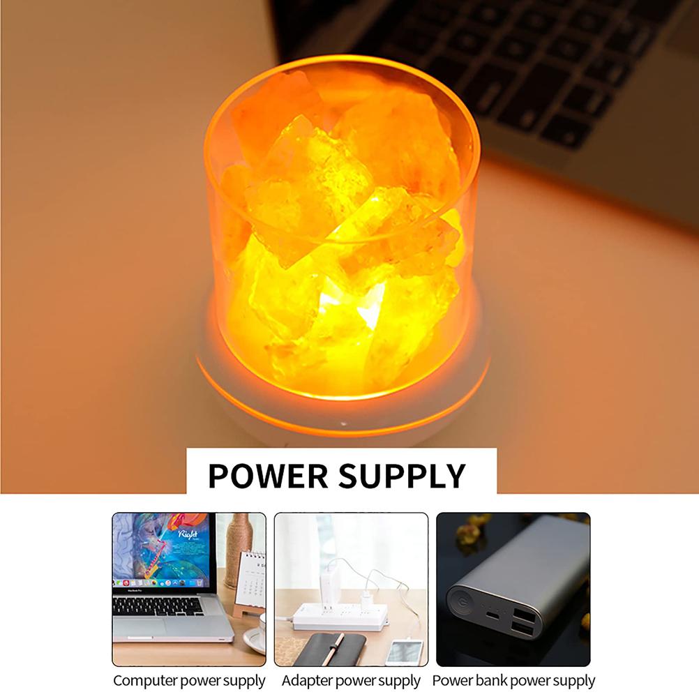 Salt Crystal Lamp Night Light USB Aroma Diffuser Salt Lamp Colorful Salt Crystal Lamp Fragrance Oil