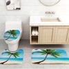 4Pcs Shower Curtain Set Beautiful Beach Coconut Palm Summer Island Tropical Pattern Non-Slip Rugs Toilet Lid Cover And Bath Mat Bathroom Decor Set