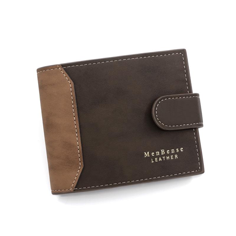 Korean Style Gold Foil Print Men's Trifold Leather Wallet