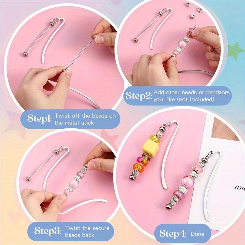 10pcs Silver Beadable Bookmarks DIY Metal Blank Bar Bookmark for Beads for Book Lovers