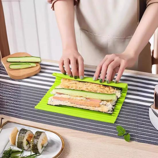 Silicone Sushi Rolling Curtain Non-Stick Dual-Sided Sushi Mat Food-Grade DIY Rolling Tool for Japanese Rice Rolls
