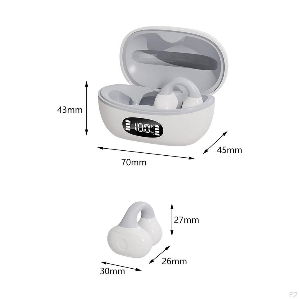 Clip on Open Ear Headphones Headset Sturdy ,LED Display, Ergonomic, 5.3 Stereo Earbuds