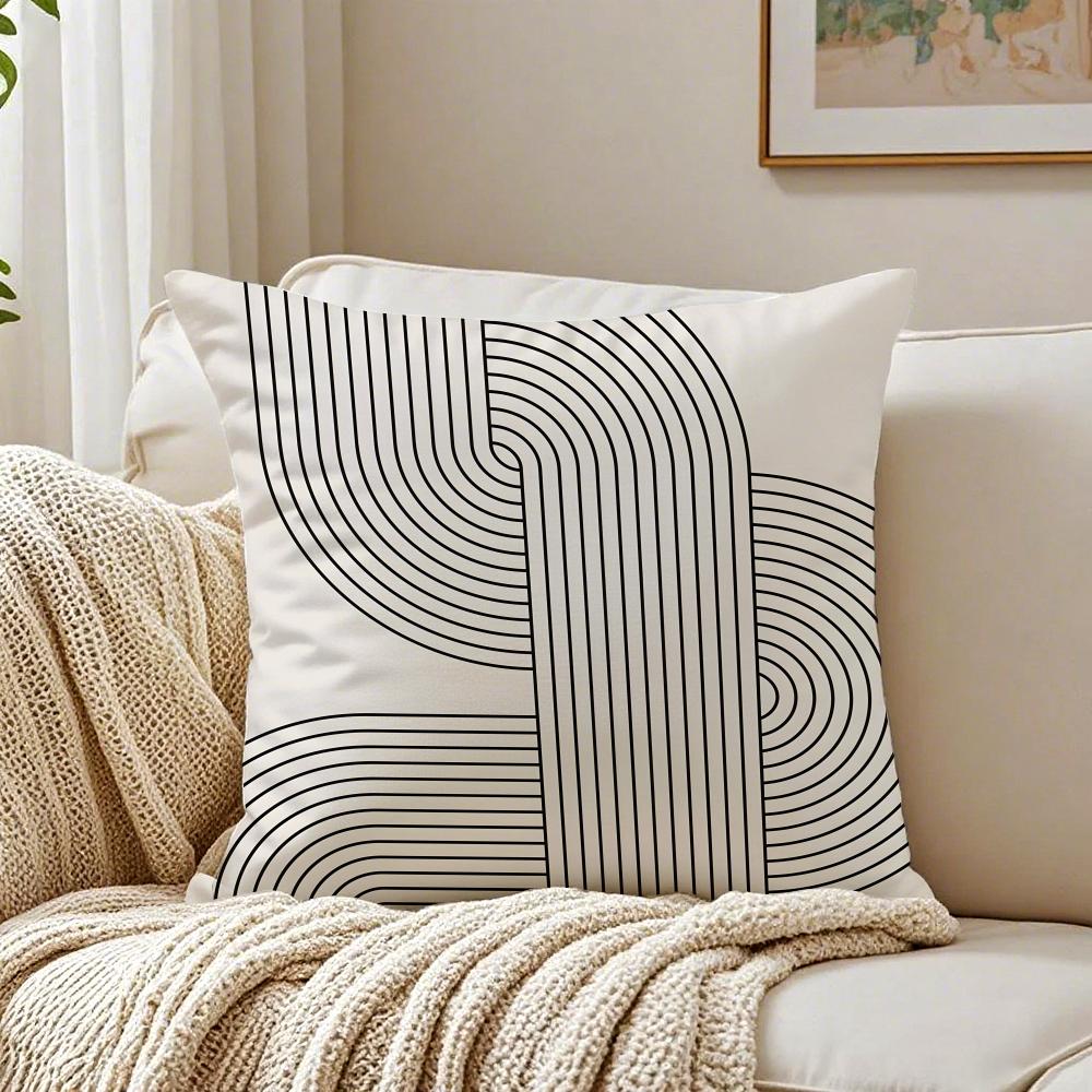 M-Minimalist Geometric Lines Cushion Cover Pillowcase Anti-Dustmite Living Room Sofa Decor Cushion Room