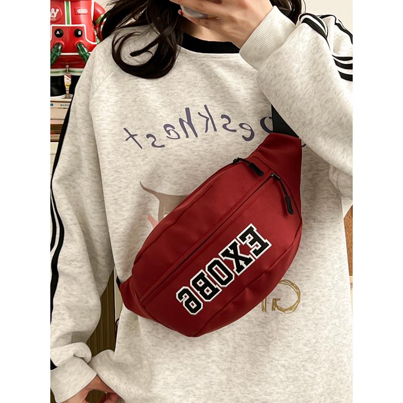 American Retro Letters Breast Bag Men Sports Cycling Crossbody Backpack Japanese Ins Trendy Brand Hong Kong Style Versatile Waist Bag Women 1539₽