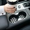 Checkered Car Coasters, Universal Fit Ceramic Car Cup Holder Coaster, 2Pcs | Absorbent Removable Cup Holder Coasters, Cute Girly Car Accessories for