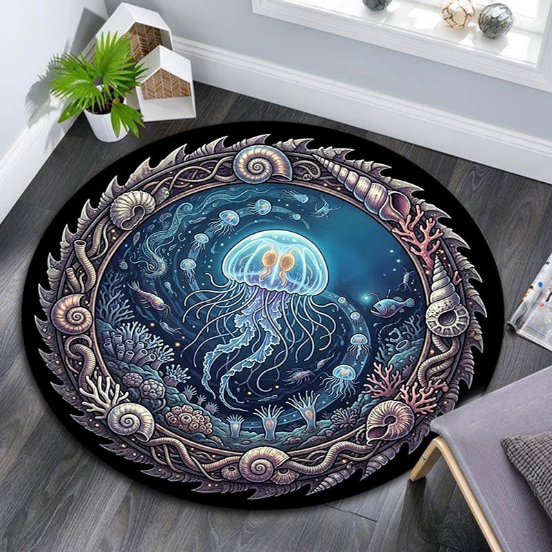 Oceanic Fantasy Circle Round Area Rug Under Office Chairs Bedroom Living Room Home Decor