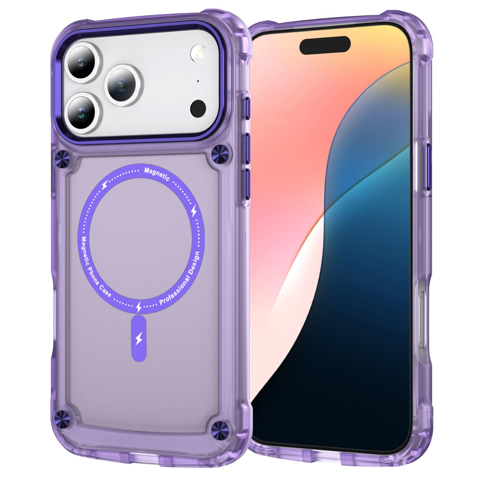 

For iPhone 17 Pro Case Skin Touch TPU+PC Phone Cover Compatible with MagSafe Transparent Purple