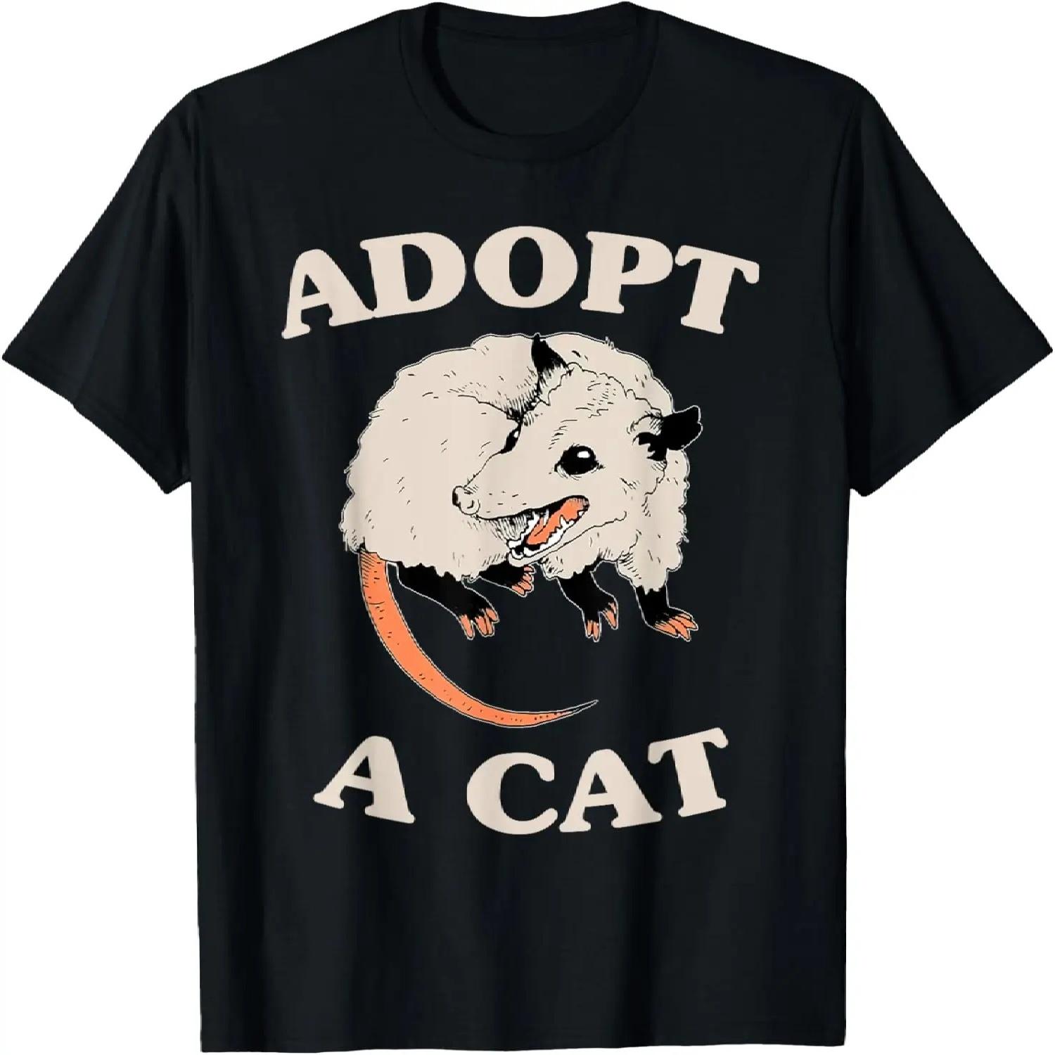 Funny Possum Adopt A Cat Tee Cute Opossums Team Trash Vibes T-Shirt S