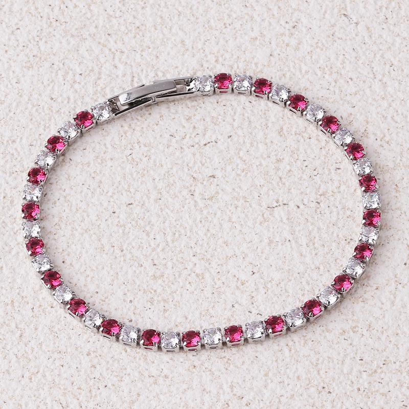 New Rainbow Crystal Tennis Bracelets For Women Men Kpop Silver Color Friend Gifts Colorful Zirconia Bangle Chain on Hand Jewelry