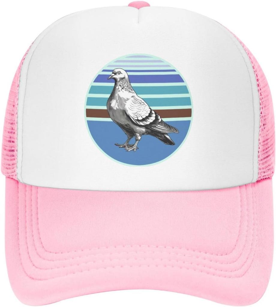 Pigeon Graphic Print Polyester Mesh Trucker Hat Vintage Style Casual Adjustable Baseball Cap for Adults
