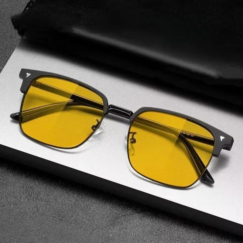 Yellow Lens Night Vision Myopia Glasses High-end Photochromic Near Sight Glasses for Driving Eye Protection Eyewear Diopter +3.5