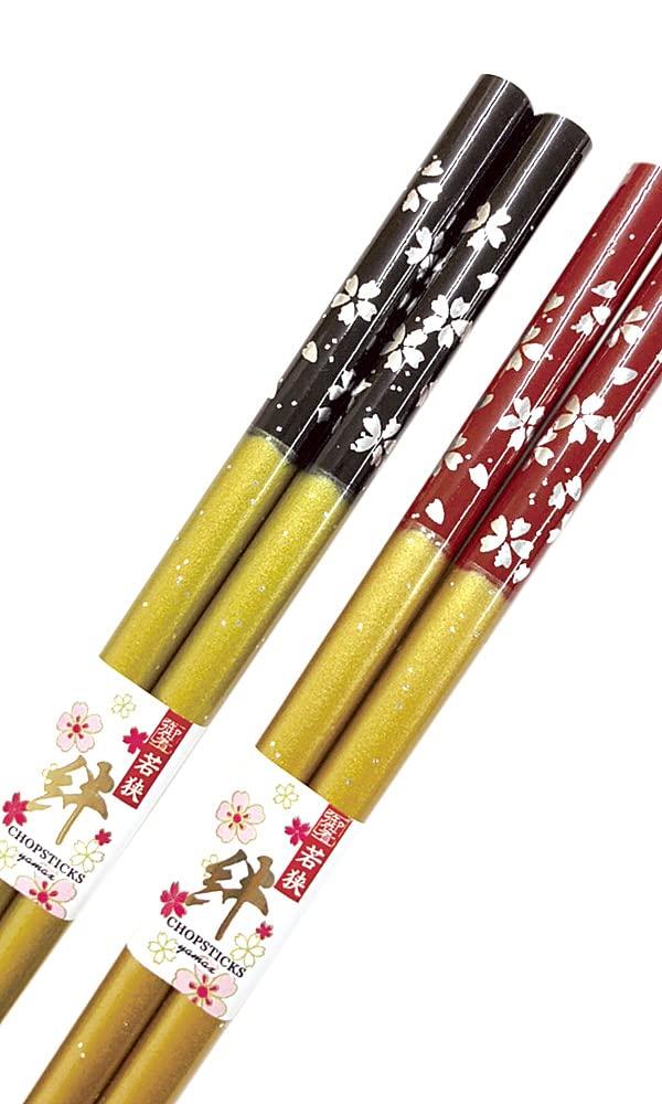 Couple Dishwasher Dishwasher Comes with Designed Paulownia Box and Respect for the Aged Gift Chopsticks, Ginmaizakura, Black, Red, Safe, Wrapping,