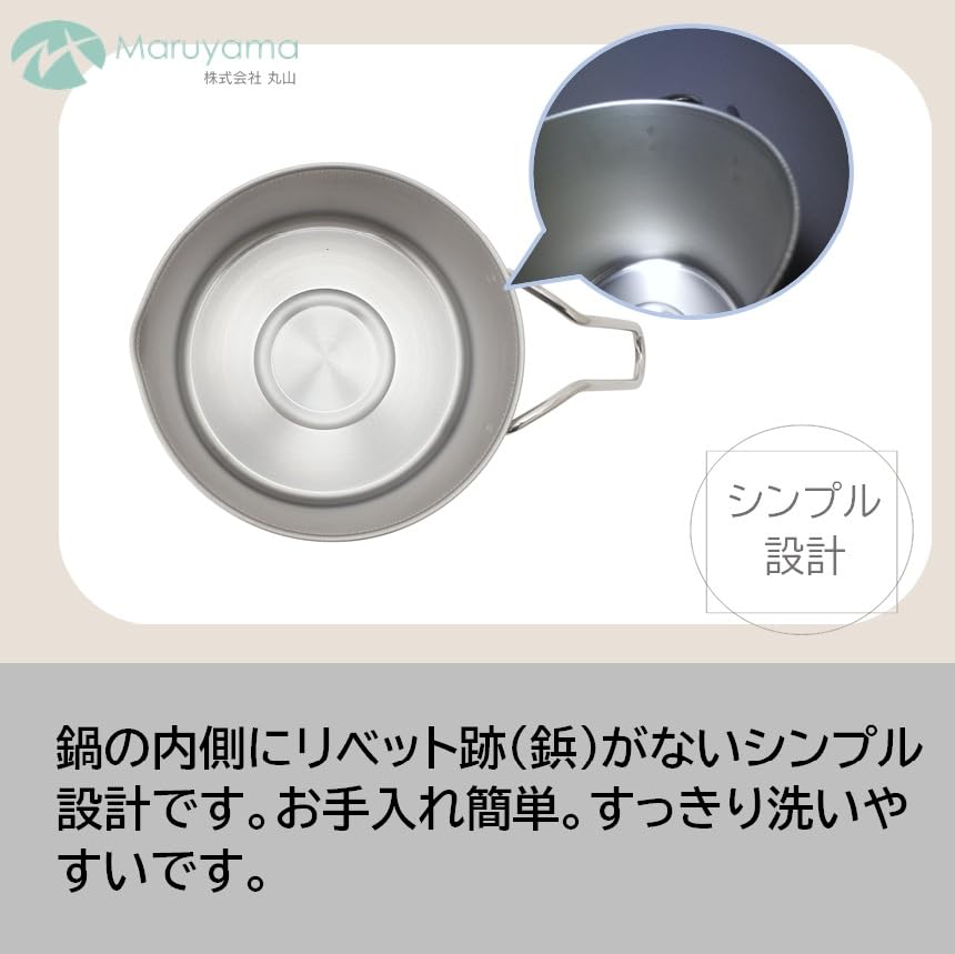 Maruyama Aresas Tiefopf 14cm mit Glasdeckel C27166 Induktionskochfeld-kompatibel Gasherd-kompatibel Edelstahl-Topf Topf Hergestellt in Japan Einzelgriff 2,0L