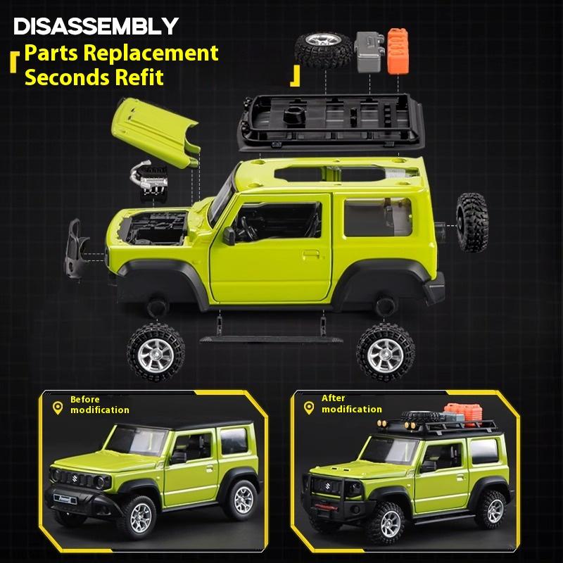 CCA 1:32 Suzuki Jimny Montážní edice Slitina Tlakově litý model Sestavit Auto Hračka Ozdoby Dekorativní Trendy Ozdoba Pro Kamaráda Dárek