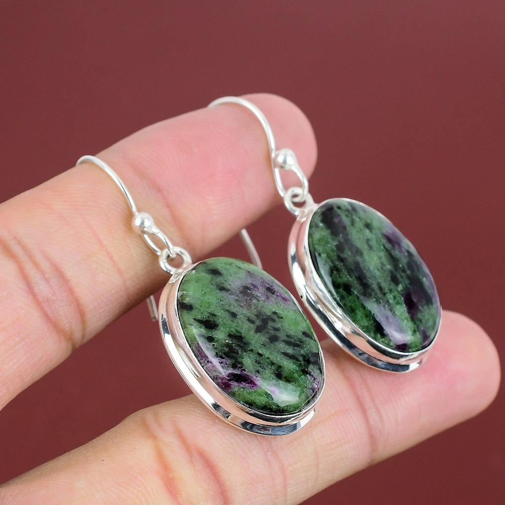Ruby Zoisite Earring Natural Gemstone Earring Decent Jewelry 925 Sterling Silver Earring Ruby Zoisite Jewelry Handmade Earring Gifts For Her