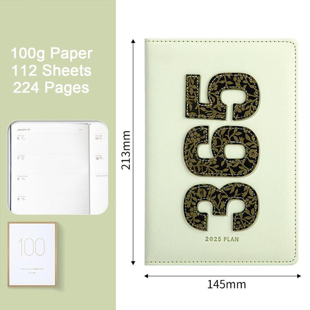 Program de afaceri din piele A5 de calitate superioară 2025, planificator zilnic pentru studenți, carnet de înregistrare de 365 de zile, blocnotes, note, 112 coli 224 pagini