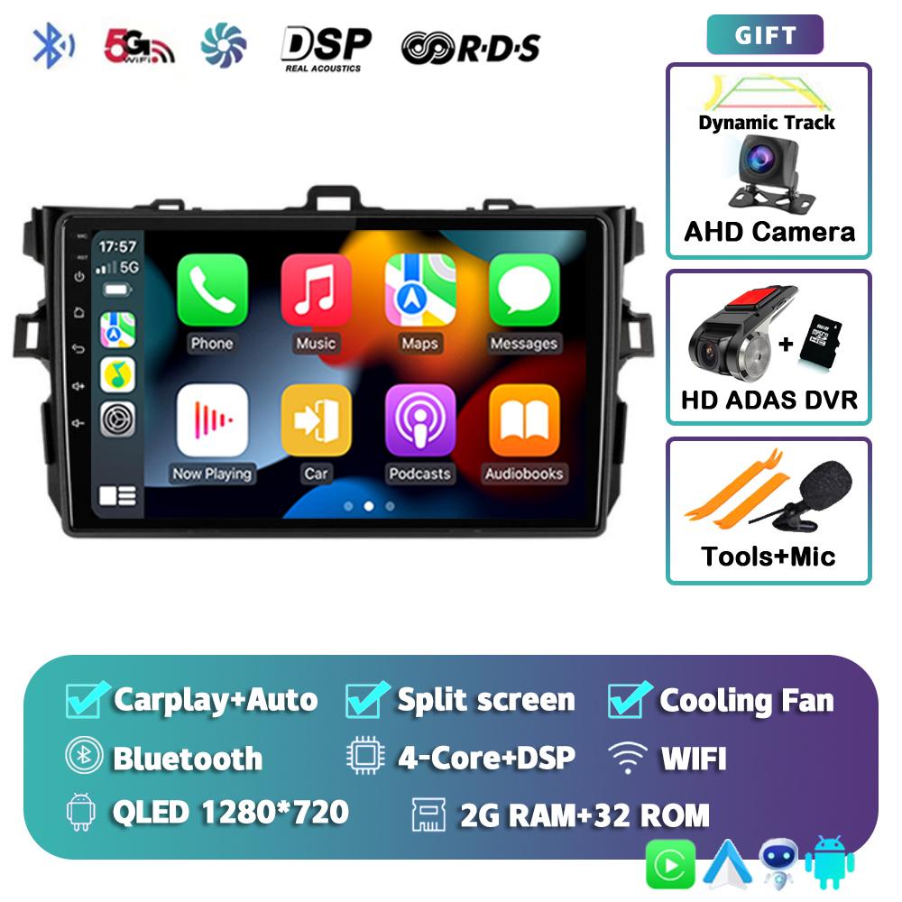 Android 14 Carplay 2din Car Radio For Toyota Corolla E140/150 2007 2008 2009 2010 2011 2012 2013 4G GPS Multimedia Player Stereo