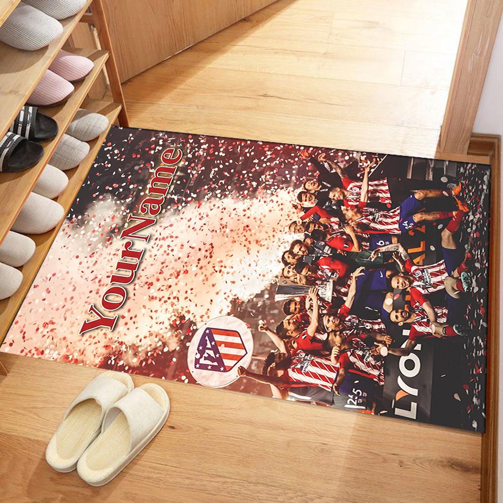 Atletico Madrid Benutzerdefinierter Namensbereich Teppich Geeignet für Schlafzimmer Arbeitszimmer Wohnzimmer Dekorieren Sie den Raum Rutschfester Teppich Anime Büro Dekor