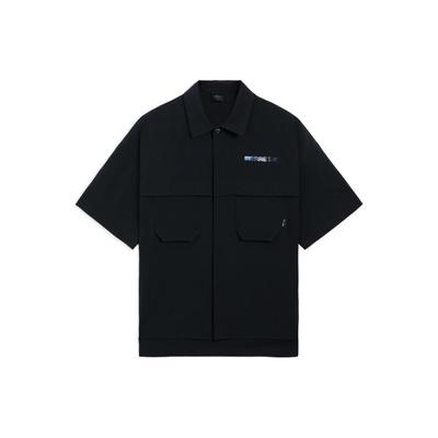 Li Ning X Glare Artist Collaboration Letter Print Los T-shirt met Korte Mouwen Heren shirts Zwart ASHS441-1