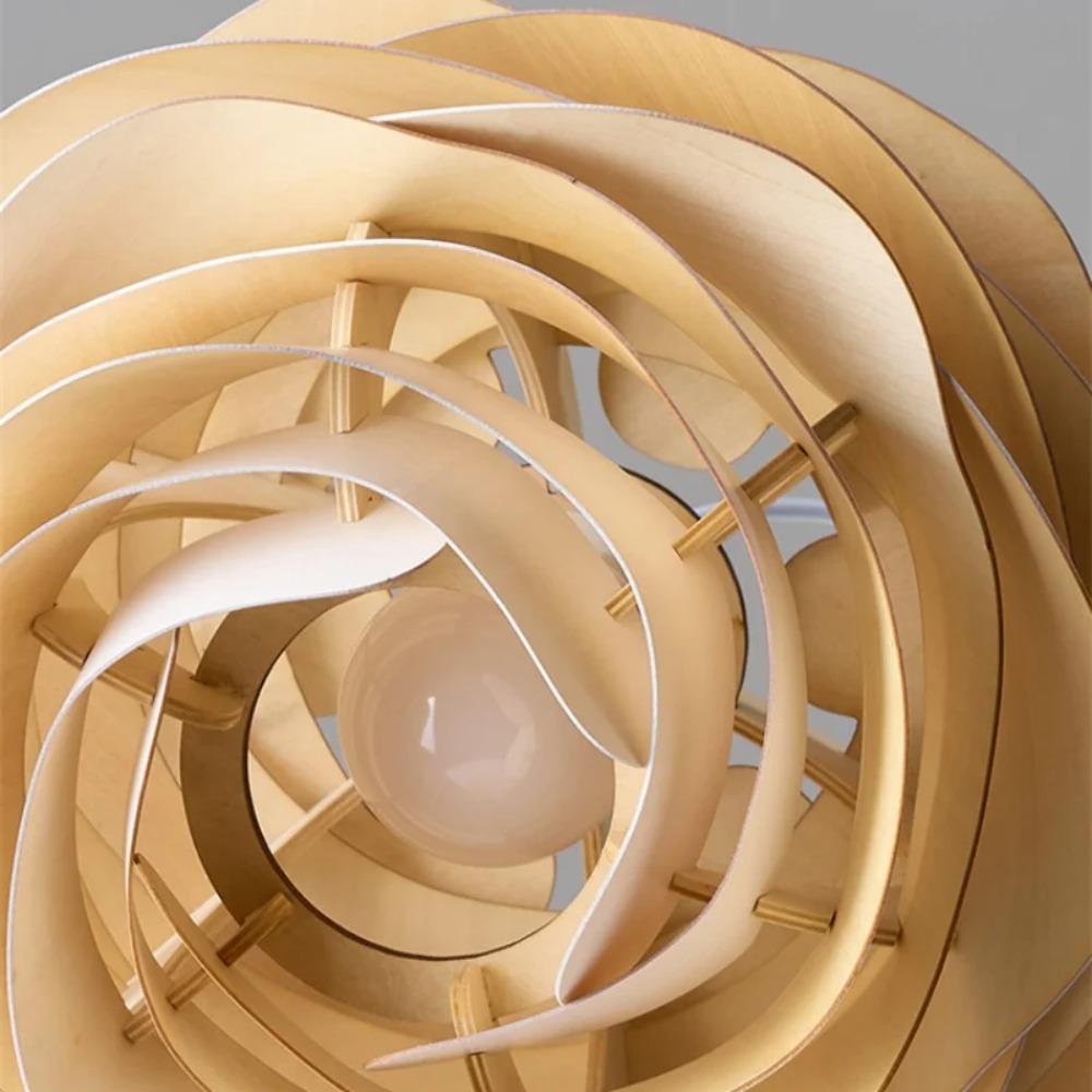 30CM Wooden Handmade Pendant Light Modern Nordic Hanging Lighting Fixture for Library Bedroom Study Dining Table E27 Socket