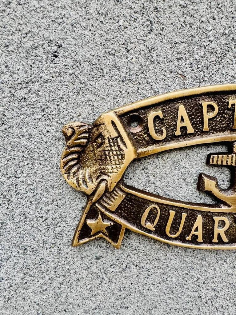 Brass Captain’s Quarters Sign | Nautical Decor | Man Cave Gift | She Shed Sign | Enby Enclave | Maritime Wall Plaque
