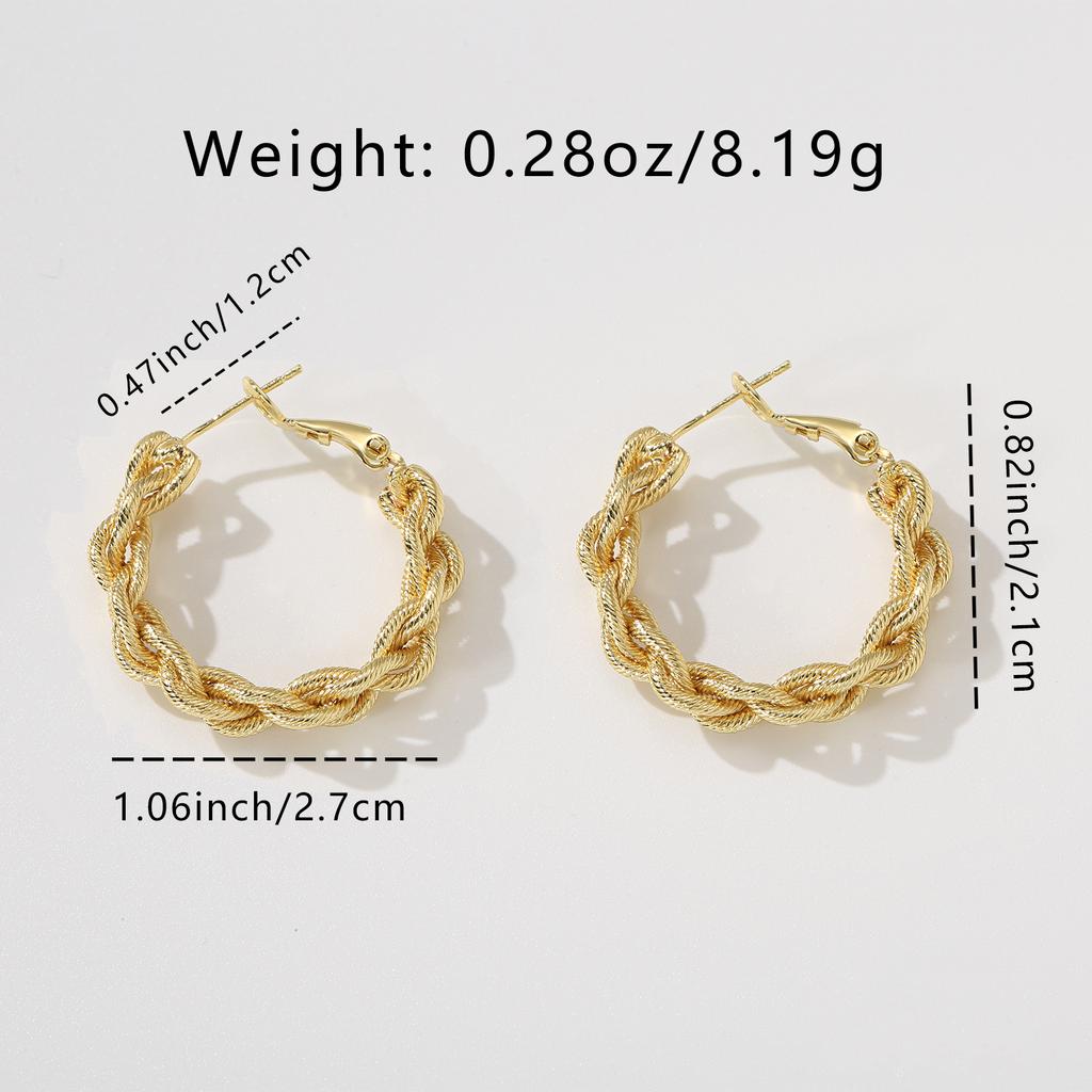 Golden Twisted Hoop Earrings for Women Elegant Chunky Statement Jewelry Gift