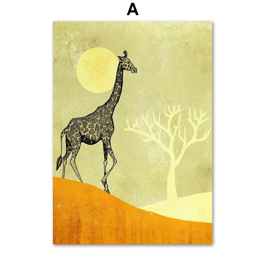 Nashorn Giraffe Elefant Dinosaurier Kinderzimmer Wand Kunstdruck Leinwand Malerei Safari Tiere Nordic Poster Dekor Bilder Kinderzimmer