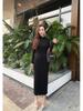 Elegant High-End Autumn Winter Dress: Warm, Semi-High Collar, Slimming Socialite Style