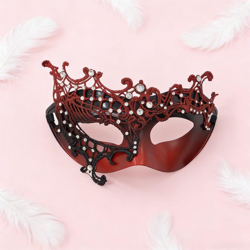 

Masquerade Mask for Carnival Halloween and Theme Parties Half Face Costume Eye Cover червоний