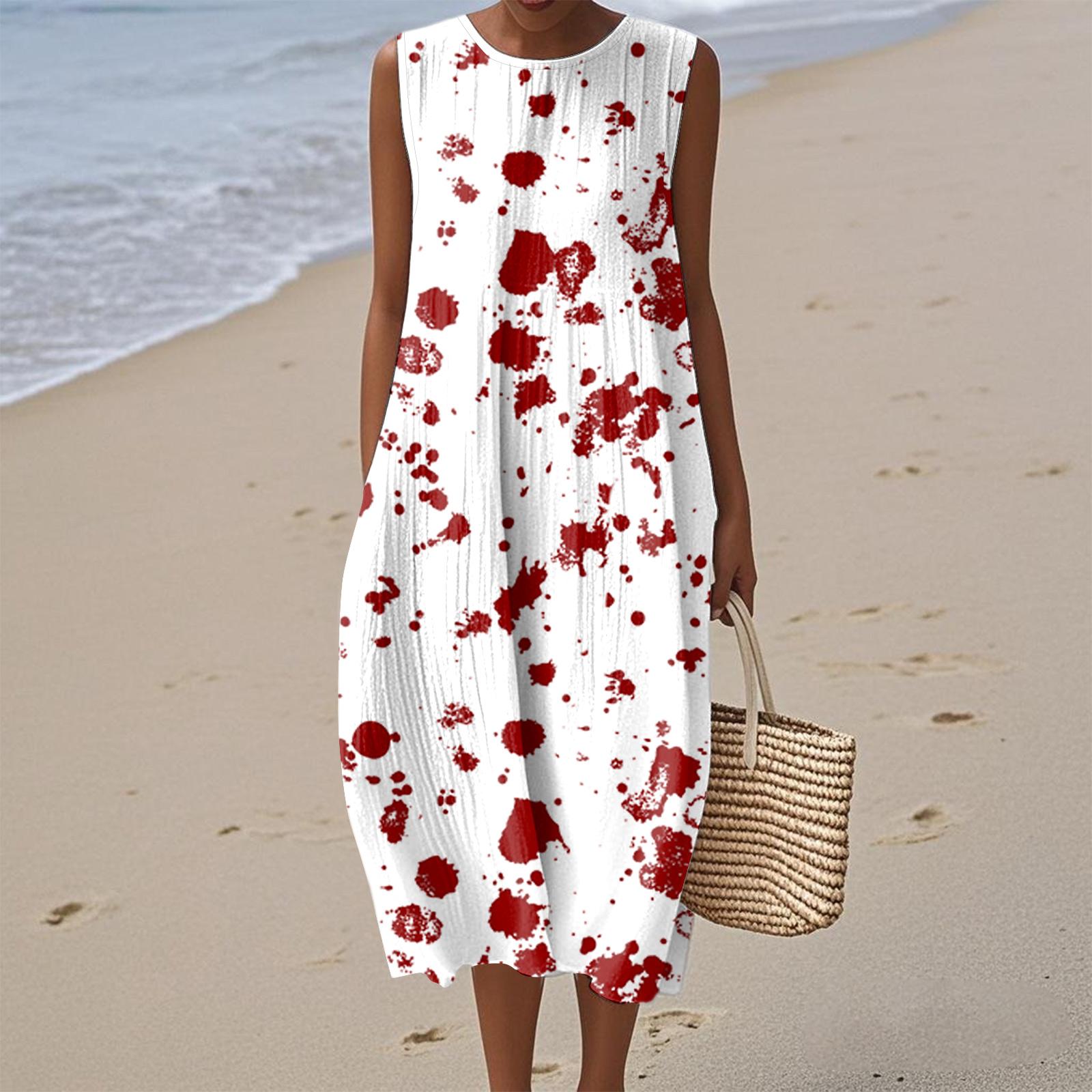 

Женское модное повседневное платье без рукавов с круглым вырезом в стиле ретро в стиле бохо с элегантным темпераментом L