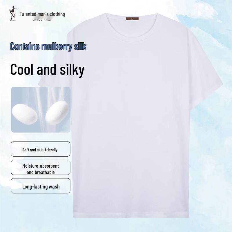 Men s Slim Fit Mulberry Silk Blend Short-Sleeve T-Shirt XL (175/92A)