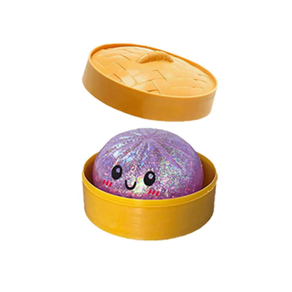 Glitter Dumpling Squishies Toy Bun Baozi Dumpling  Box Colorful Food Squishy Sensory Fidget Toy Anti Stress Squeeze Ball