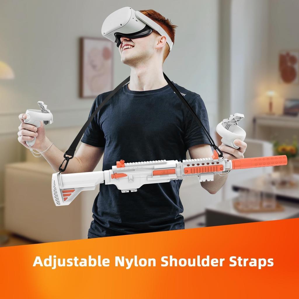 Relohas VR Handle Accessories for Meta Quest 2,3,3S, Gun Stock for Oculus Quest, Weighted Controller Grips, Enhance Realistic FPS Gaming Experience
