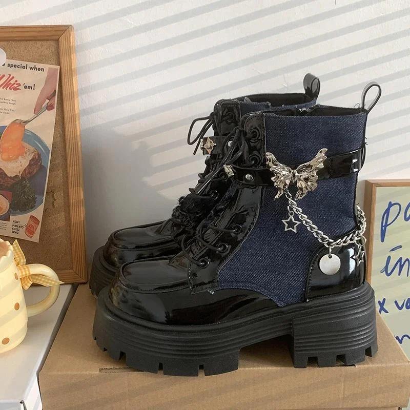 Fashion Ankle Boots for Women Elegant With Medium Heels Laces Lace-up Booties Biker On Offer Trend 2024 High Quality Woman Short Shoes
