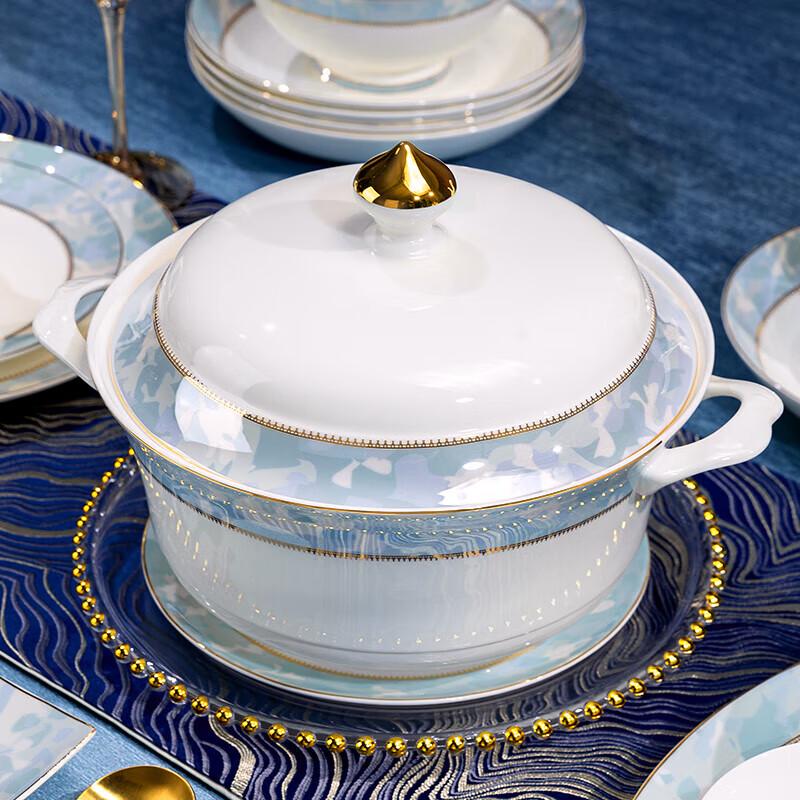 ZISIZ Geschirrset im europäischen Stil mit Goldrand