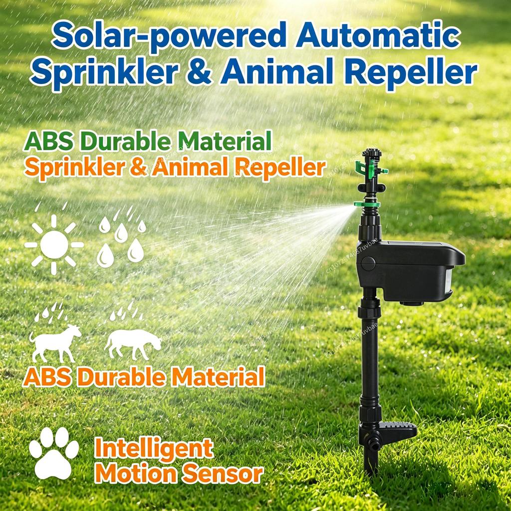 Motion Activated Animal Repellent Sprinkler Solar Powered Garden Water Shooter For Effective Pest Control And Lawn Maintenance