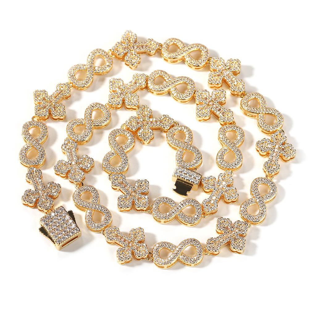 Hipster Necklace Diamond Cross 8-character Chain Personalized Men's Jewelry