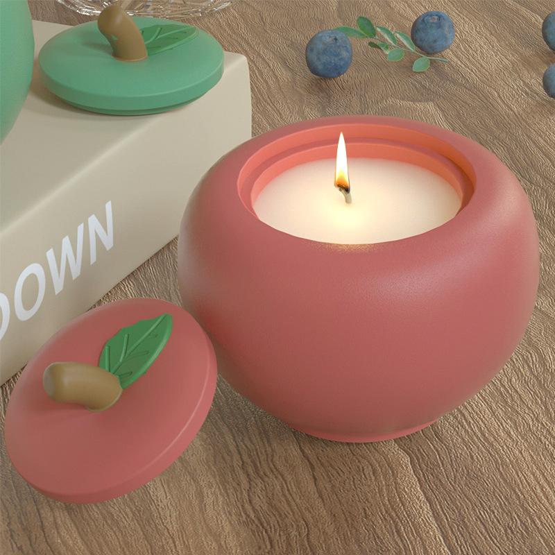 DIY Apple Jar Candle Jar Silicone Mold With Lid Jewelry Storage Box Gypsum Resin Mold  Cement Clay Plaster Mold Candle Holder