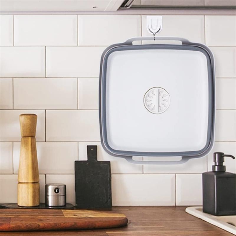 9 Liter Collapsible Plastic Vegetable Wash Basin With Drain Plug For Dish Storage, Vegetable And Fruit Washing, Chill Bucket