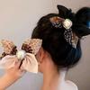 Rhinestone Pearl Bow Korean Fashion Hair Tie Scrunchie – Stylish and Simple Accessory