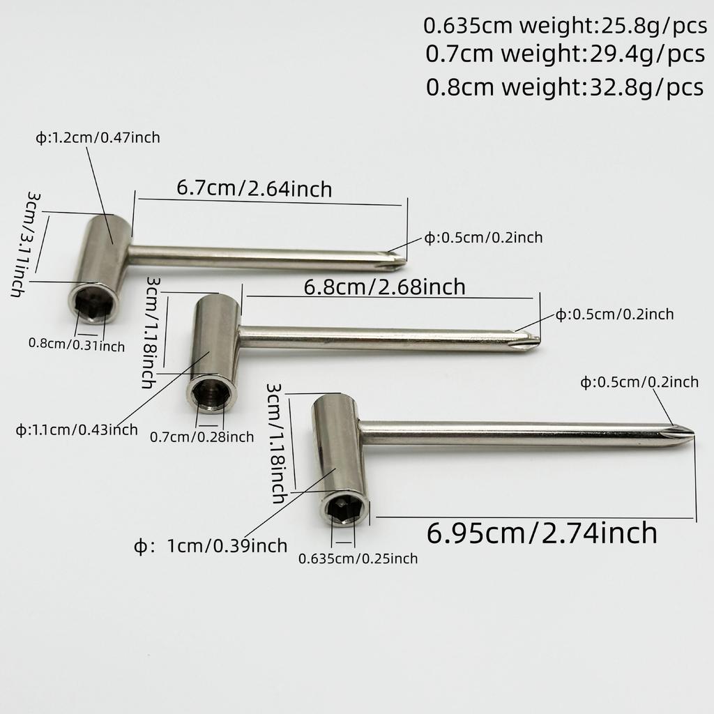 3 Cm Taylor Guitar Neck Adjustment Tool Hex Socket Set Pipe Wrench 6.35/7/8 Mm